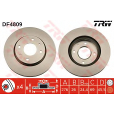 DF4809 TRW Тормозной диск