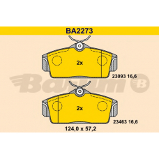 BA2273 BARUM Комплект тормозных колодок, дисковый тормоз