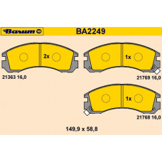 BA2249 BARUM Комплект тормозных колодок, дисковый тормоз