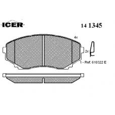 141345 ICER Комплект тормозных колодок, дисковый тормоз