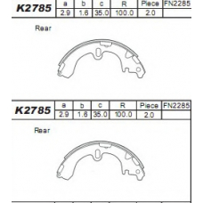 K2785 ASIMCO Комплект тормозных колодок