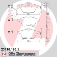 23116.195.1 ZIMMERMANN Комплект тормозных колодок, дисковый тормоз