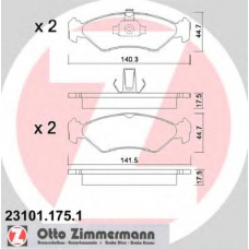 23101.175.1 ZIMMERMANN Комплект тормозных колодок, дисковый тормоз