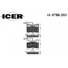 180788-203 ICER Комплект тормозных колодок, дисковый тормоз