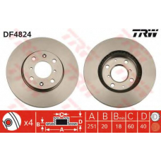 DF4824 TRW Тормозной диск