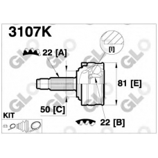 3107K GLO Шарнирный комплект, приводной вал