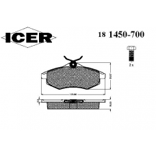 181450-700 ICER Комплект тормозных колодок, дисковый тормоз