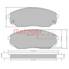 1170539 METZGER Комплект тормозных колодок, дисковый тормоз