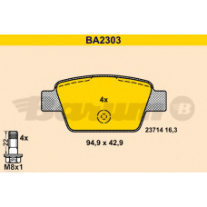 BA2303 BARUM Комплект тормозных колодок, дисковый тормоз