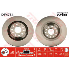DF4754 TRW Тормозной диск
