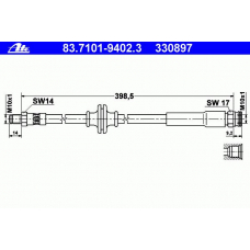 83.7101-9402.3 ATE Тормозной шланг