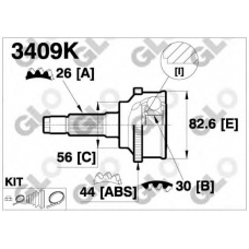 3409K GLO Шарнирный комплект, приводной вал
