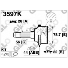 3597K GLO Шарнирный комплект, приводной вал