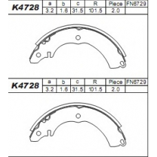 K4728 ASIMCO Комплект тормозных колодок