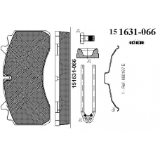 151631-066 ICER Комплект тормозных колодок, дисковый тормоз