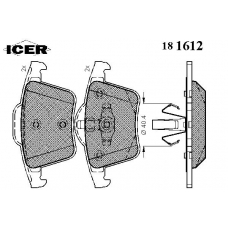181612 ICER Комплект тормозных колодок, дисковый тормоз