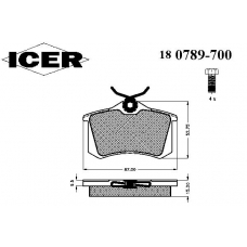 180789-700 ICER Комплект тормозных колодок, дисковый тормоз