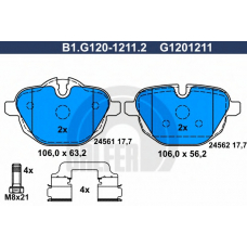 B1.G120-1211.2 GALFER Комплект тормозных колодок, дисковый тормоз