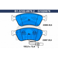 B1.G102-0678.2 GALFER Комплект тормозных колодок, дисковый тормоз