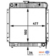 8MK 376 709-411 HELLA Радиатор, охлаждение двигателя