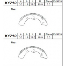 K1710 ASIMCO Комплект тормозных колодок