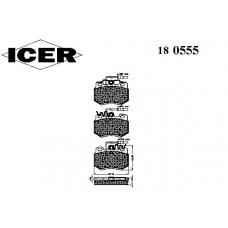 180555 ICER Комплект тормозных колодок, дисковый тормоз