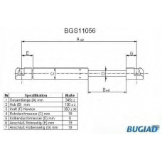 BGS11056 BUGIAD Газовая пружина, крышка багажник