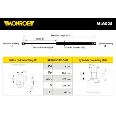 ML6025 MONROE Газовая пружина, капот