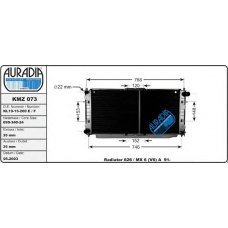 KMZ 073 AURADIA Радиатор охлаждения  626  ge  2.5  механ.,  xedos 6 2,0 mx-6 2,5 (mazda kl19-15-200 xedos 6 2,0 mx-6 2,5)