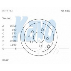 BR-4752 KAVO PARTS Тормозной диск