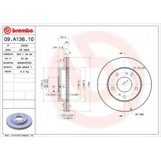 09.A136.10 BREMBO Тормозной диск