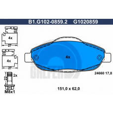 B1.G102-0859.2 GALFER Комплект тормозных колодок, дисковый тормоз