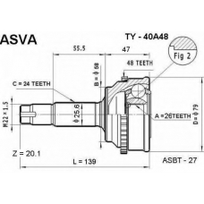 TY-40A48 ASVA Шарнирный комплект, приводной вал