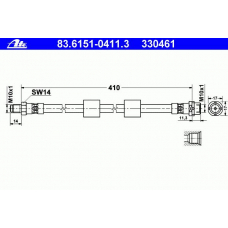 83.6151-0411.3 ATE Тормозной шланг