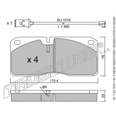 278.2W TRUSTING Комплект тормозных колодок, дисковый тормоз