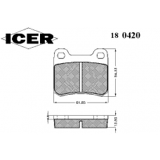 180420 ICER Комплект тормозных колодок, дисковый тормоз