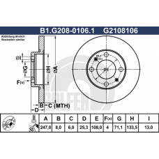 B1.G208-0106.1 GALFER Тормозной диск