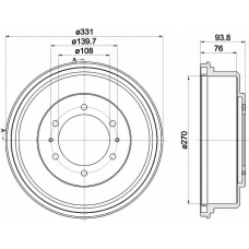 8DT 355 302-611 HELLA PAGID Тормозной барабан