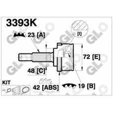 3393K GLO Шарнирный комплект, приводной вал