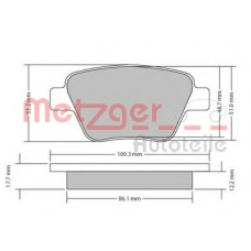 1170106 METZGER Комплект тормозных колодок, дисковый тормоз