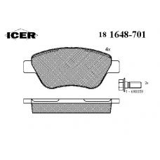 181648-701 ICER Комплект тормозных колодок, дисковый тормоз