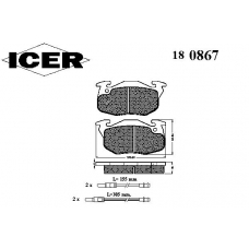 180867 ICER Комплект тормозных колодок, дисковый тормоз