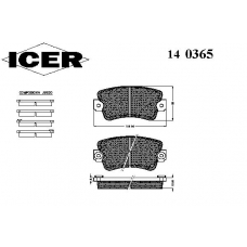 140365 ICER Комплект тормозных колодок, дисковый тормоз