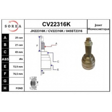 CV22316K EAI Шарнирный комплект, приводной вал