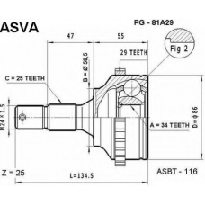 PG-81A29 ASVA Шарнирный комплект, приводной вал