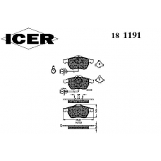 181191 ICER Комплект тормозных колодок, дисковый тормоз