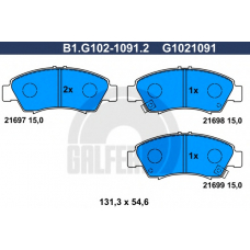 B1.G102-1091.2 GALFER Комплект тормозных колодок, дисковый тормоз