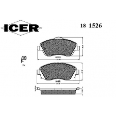 181526 ICER Комплект тормозных колодок, дисковый тормоз