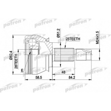 PCV1244 PATRON Шарнирный комплект, приводной вал