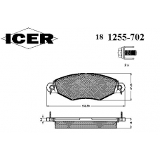 181255-702 ICER Комплект тормозных колодок, дисковый тормоз